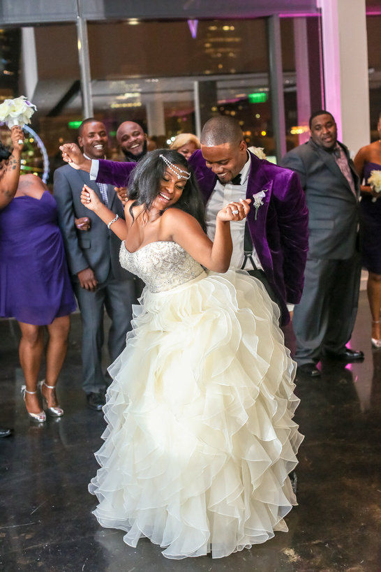 black couple during the first dance at their wedding